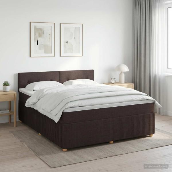 ARDEBO.de - Boxspringbett mit Matratze Dunkelbraun 140 x 190 cm Stoff