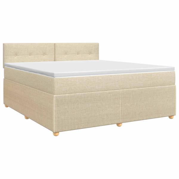 Boxspringbett mit Matratze Creme 140 x 190 cm Stoff