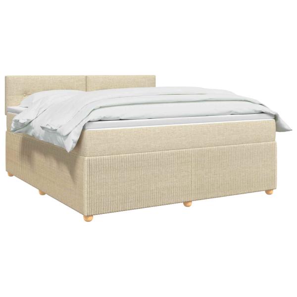 Boxspringbett mit Matratze Creme 140 x 190 cm Stoff