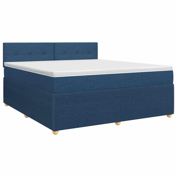 Boxspringbett mit Matratze mit Kopfteil Blau 140 x 190 cm Stoff