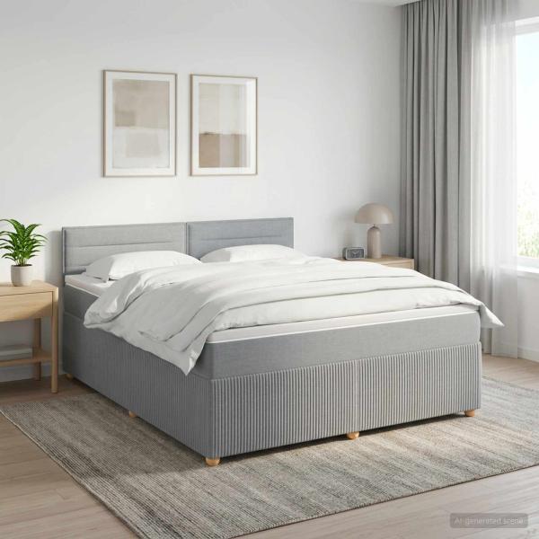 ARDEBO.de - Boxspringbett mit Matratze Hellgrau 140 x 200 cm Stoff