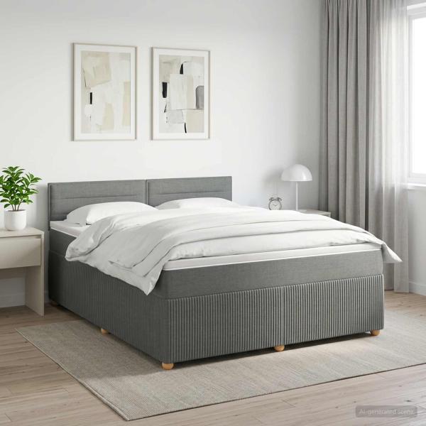 ARDEBO.de - Boxspringbett mit Matratze Dunkelgrau 140 x 200 cm Stoff