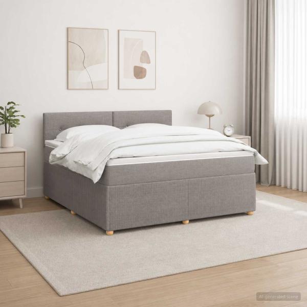 ARDEBO.de - Boxspringbett mit Matratze Taupe 180 x 200 cm Stoff