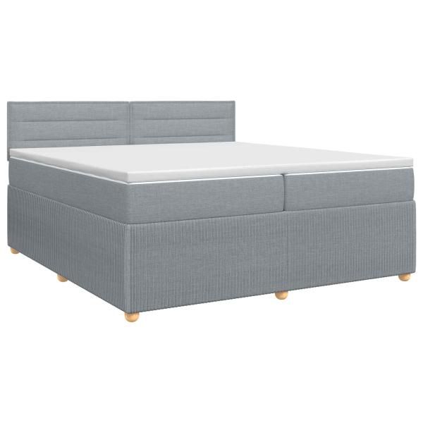 Boxspringbett mit Matratze Hellgrau 200 x 200 cm Stoff