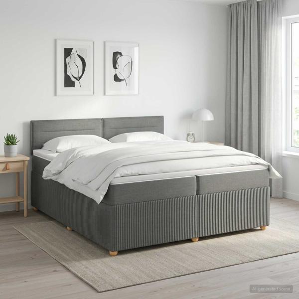 ARDEBO.de - Boxspringbett mit Matratze Dunkelgrau 200 x 200 cm Stoff
