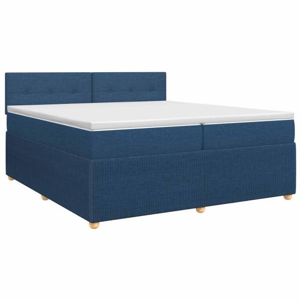 Boxspringbett mit Matratze mit Kopfteil Blau 200 x 200 cm Stoff