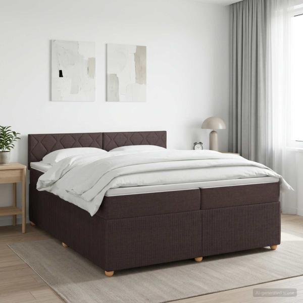 ARDEBO.de - Boxspringbett mit Matratze Dunkelbraun 200 x 200 cm Stoff