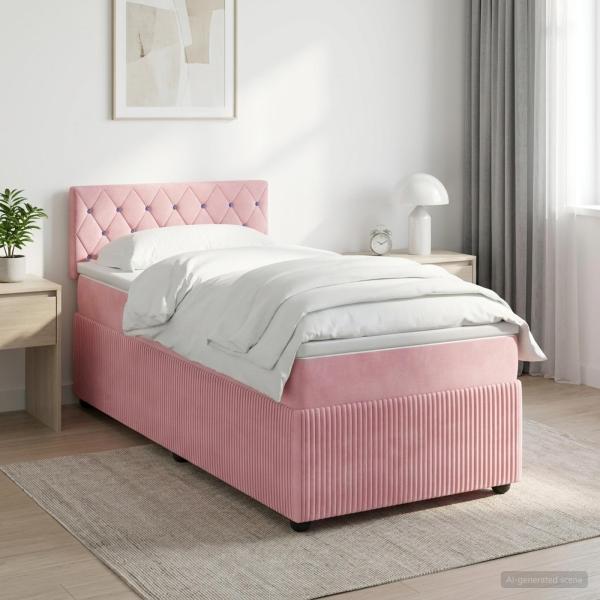 Boxspringbett mit Matratze mit Kopfteil Rosa 80 x 200 cm Samt