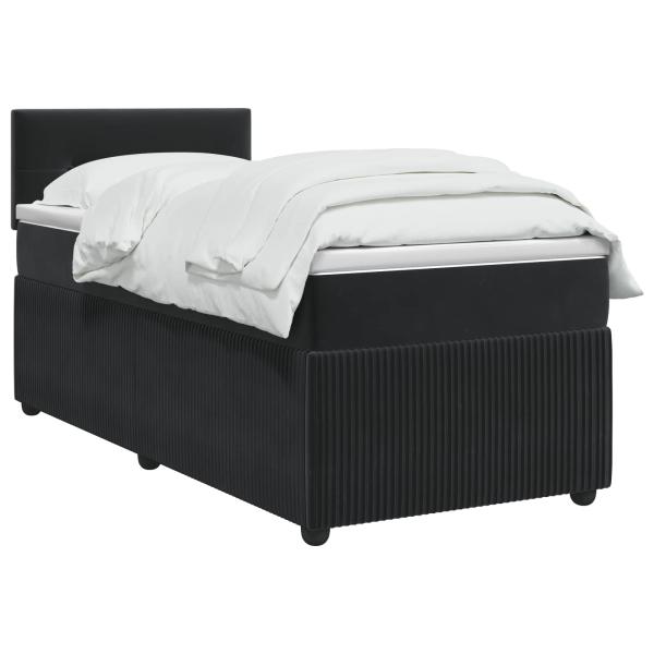 Boxspringbett mit Matratze Schwarz 80 x 200 cm Samt