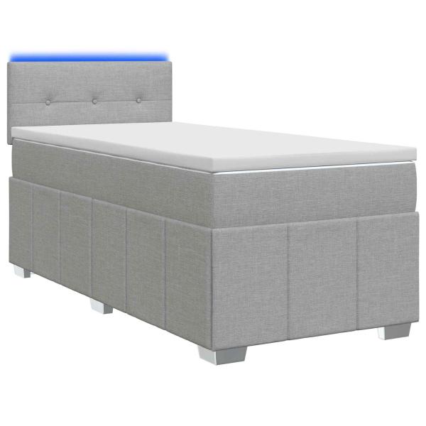 Boxspringbett mit Matratze Hellgrau 90 x 200 cm Stoff
