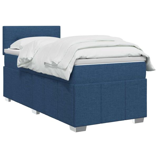 Boxspringbett mit Matratze mit Kopfteil Blau 90 x 200 cm Stoff