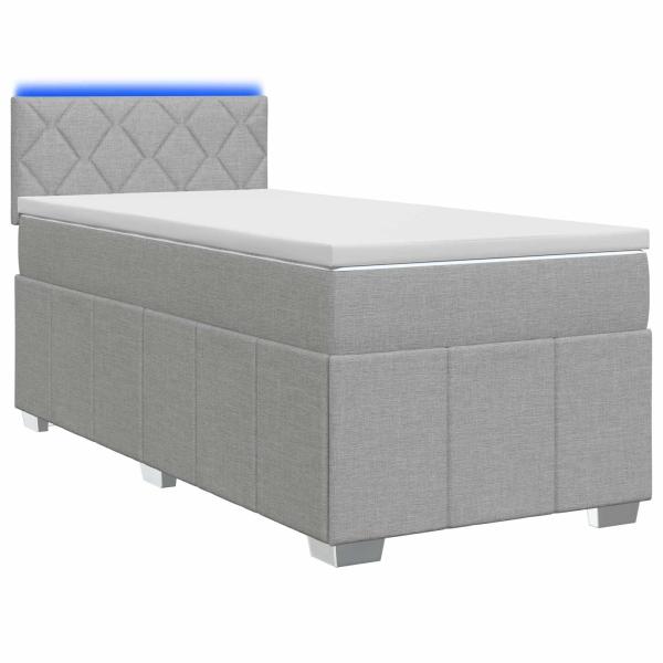 Boxspringbett mit Matratze Hellgrau 90 x 200 cm Stoff