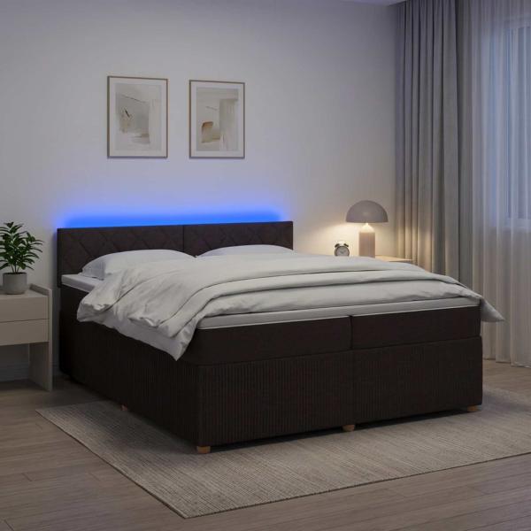Boxspringbett mit Matratze Dunkelbraun 200 x 200 cm Stoff