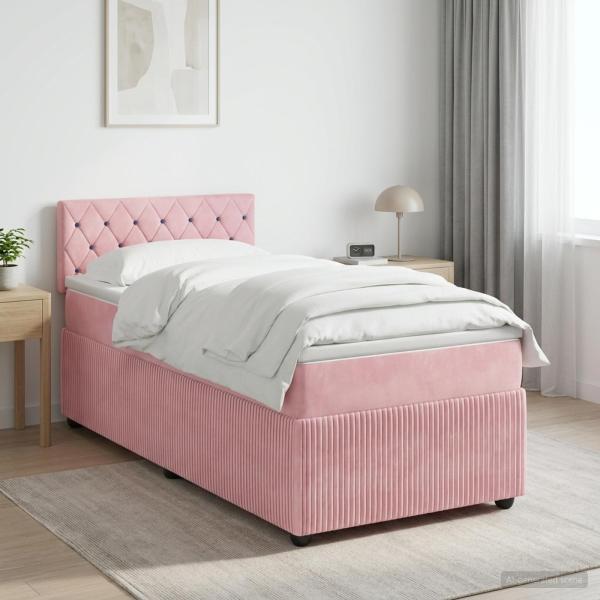 Boxspringbett mit Matratze mit Kopfteil Rosa 80 x 200 cm Samt