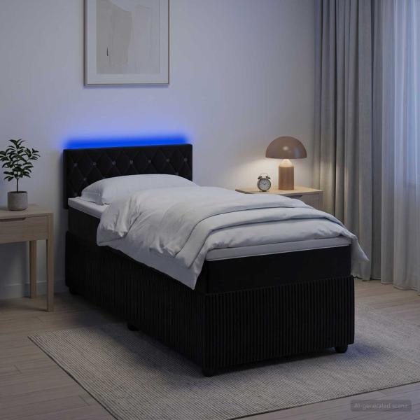 ARDEBO.de - Boxspringbett mit Matratze Schwarz 90 x 190 cm Samt