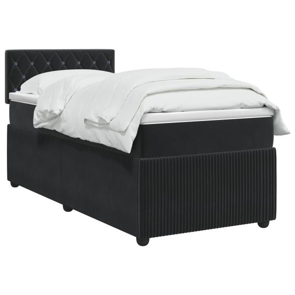 Boxspringbett mit Matratze Schwarz 90 x 200 cm Samt