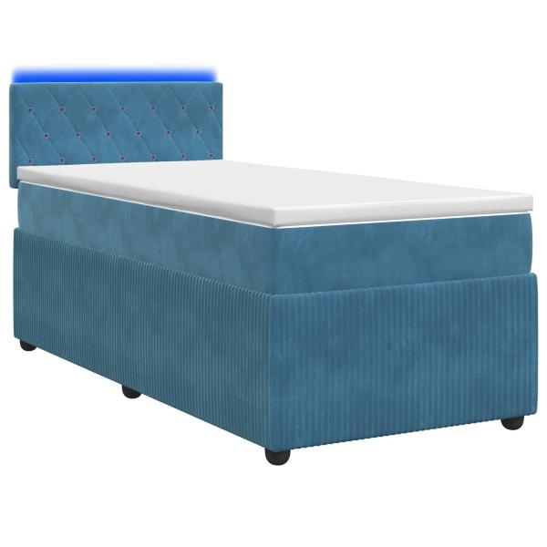 Boxspringbett mit Matratze mit Kopfteil Blau 90 x 200 cm Samt