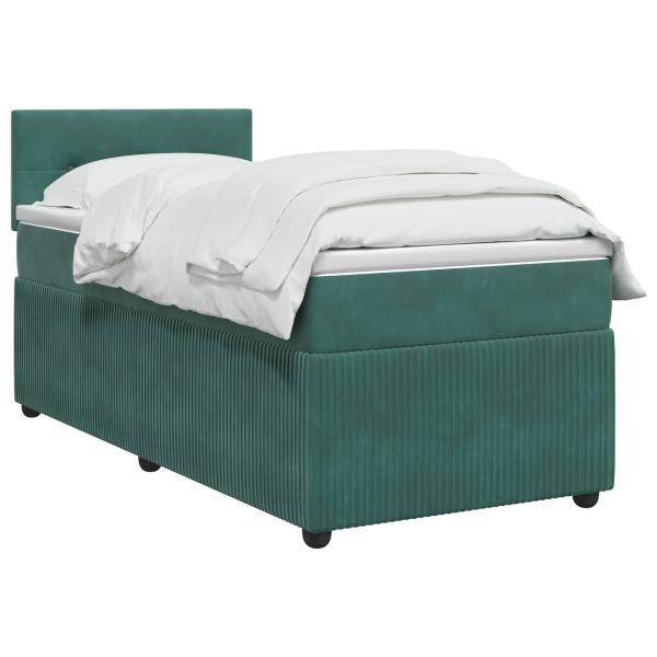 Boxspringbett mit Matratze Dunkelgrün 90 x 200 cm Samt
