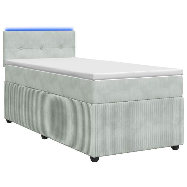 Boxspringbett mit Matratze Hellgrau 100 x 200 cm Samt