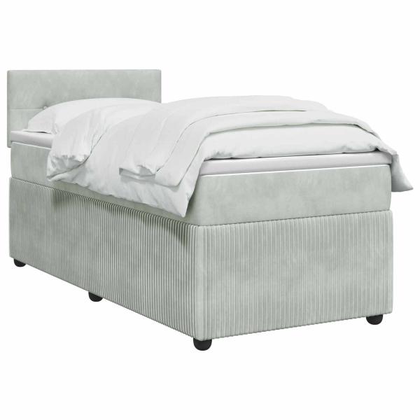 Boxspringbett mit Matratze Hellgrau 100 x 200 cm Samt