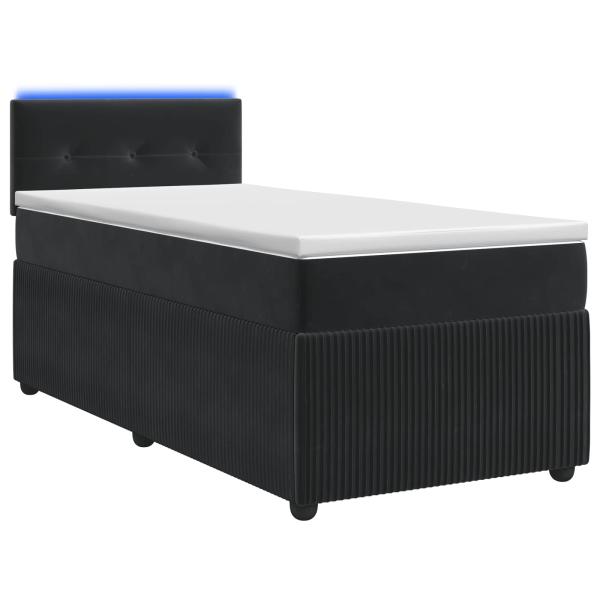 Boxspringbett mit Matratze Schwarz 100 x 200 cm Samt