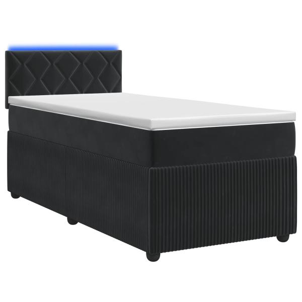 Boxspringbett mit Matratze Schwarz 100 x 200 cm Samt