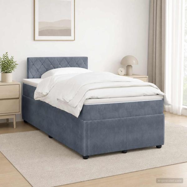 ARDEBO.de - Boxspringbett mit Matratze Dunkelgrau 120 x 200 cm Samt