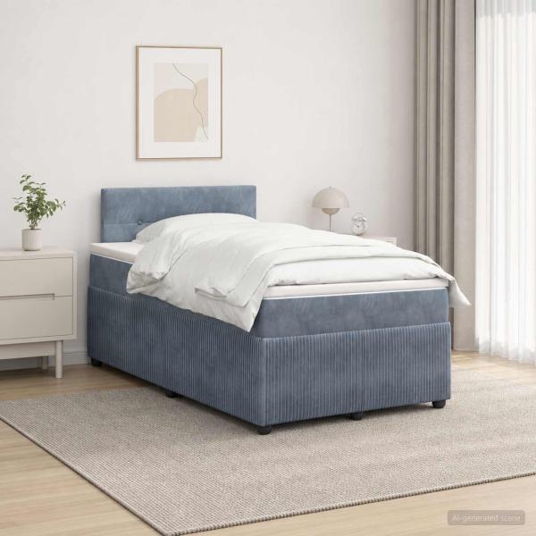 ARDEBO.de - Boxspringbett mit Matratze Dunkelgrau 120 x 200 cm Samt