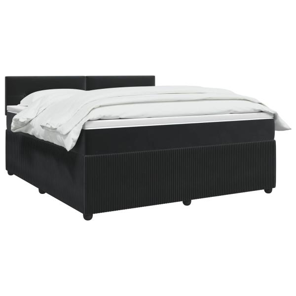 Boxspringbett mit Matratze Schwarz 140 x 190 cm Samt