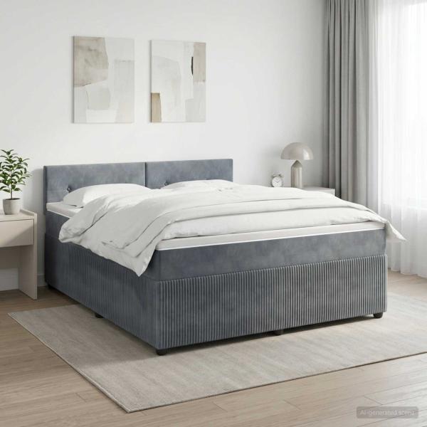 Boxspringbett mit Matratze Dunkelgrau 140 x 200 cm Samt