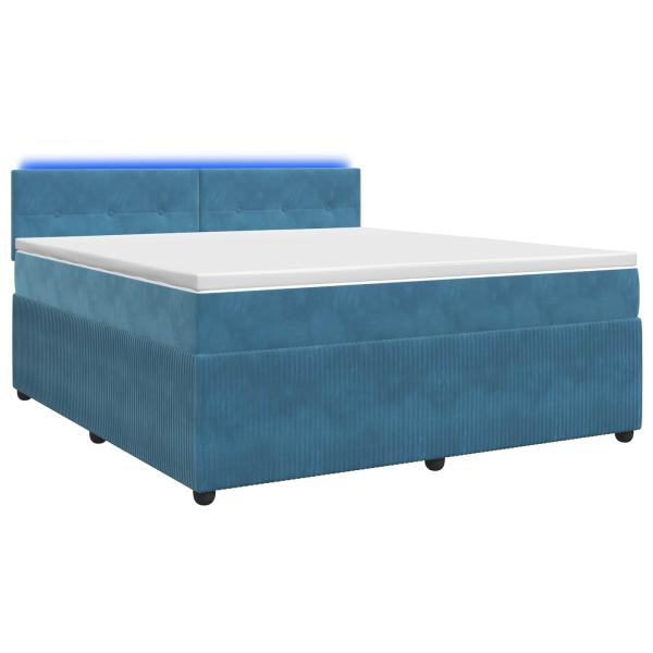 Boxspringbett mit Matratze mit Kopfteil Blau 140 x 200 cm Samt