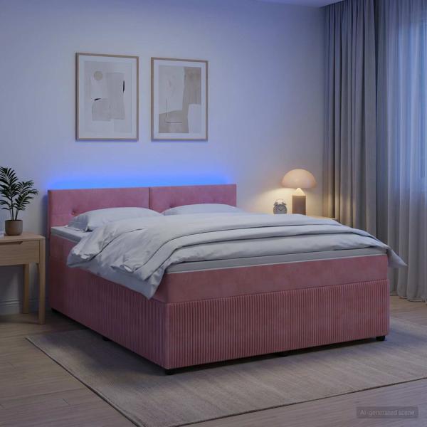 ARDEBO.de - Boxspringbett mit Matratze mit Kopfteil Rosa 140 x 200 cm Samt