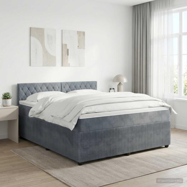 Boxspringbett mit Matratze Dunkelgrau 160 x 200 cm Samt