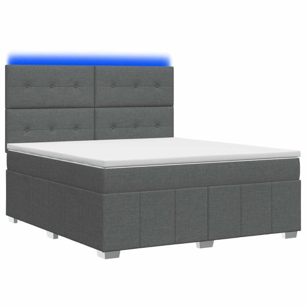 LED Boxspringbett mit Matratze Dunkelgrau 140 x 190 cm Stoff