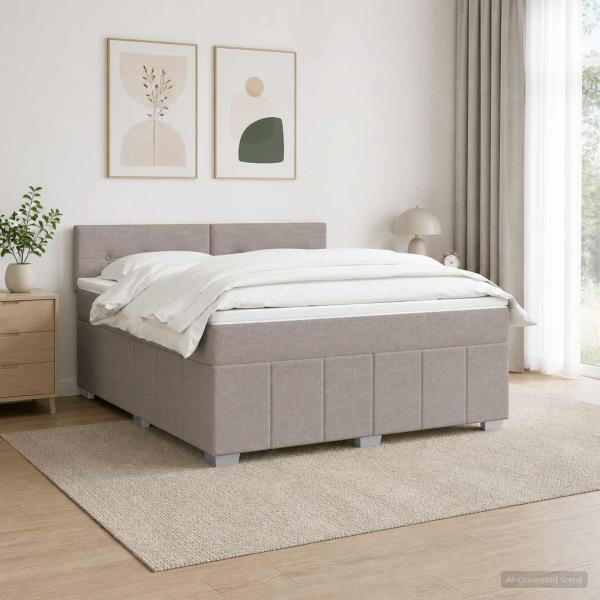 ARDEBO.de - LED Boxspringbett mit Matratze Taupe 140 x 190 cm Stoff