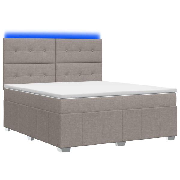LED Boxspringbett mit Matratze Taupe 140 x 200 cm Stoff