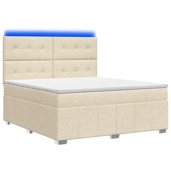 LED Boxspringbett mit Matratze Creme 140 x 200 cm Stoff
