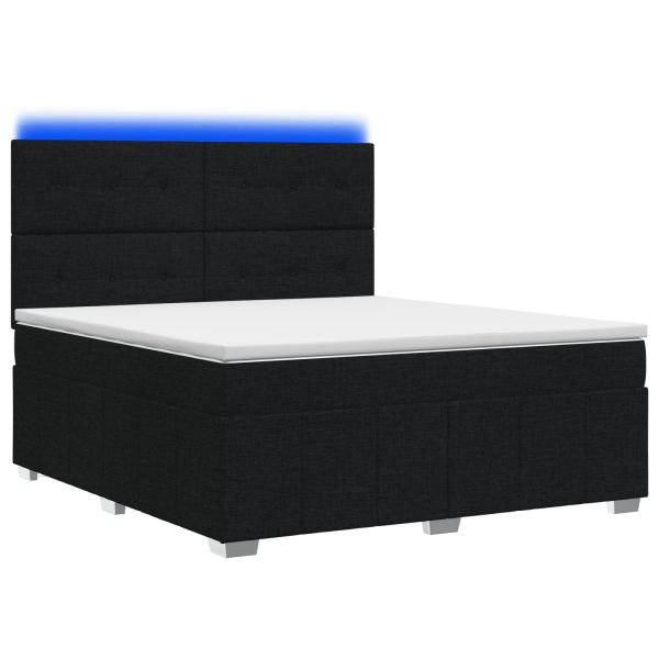LED Boxspringbett mit Matratze Schwarz 160 x 200 cm Stoff