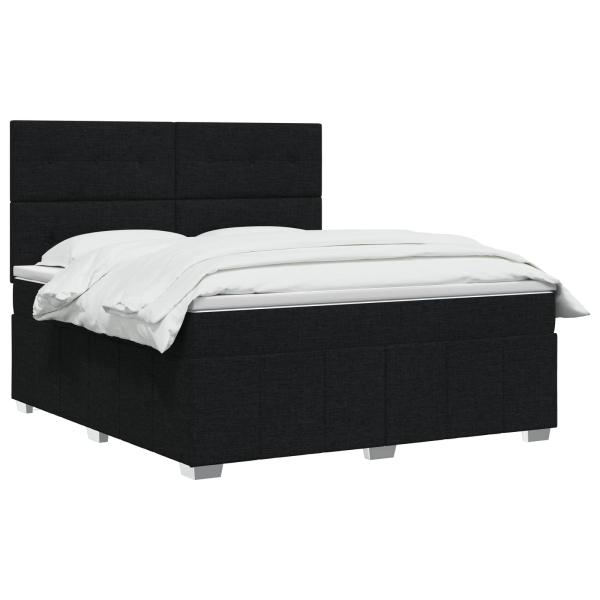 LED Boxspringbett mit Matratze Schwarz 160 x 200 cm Stoff
