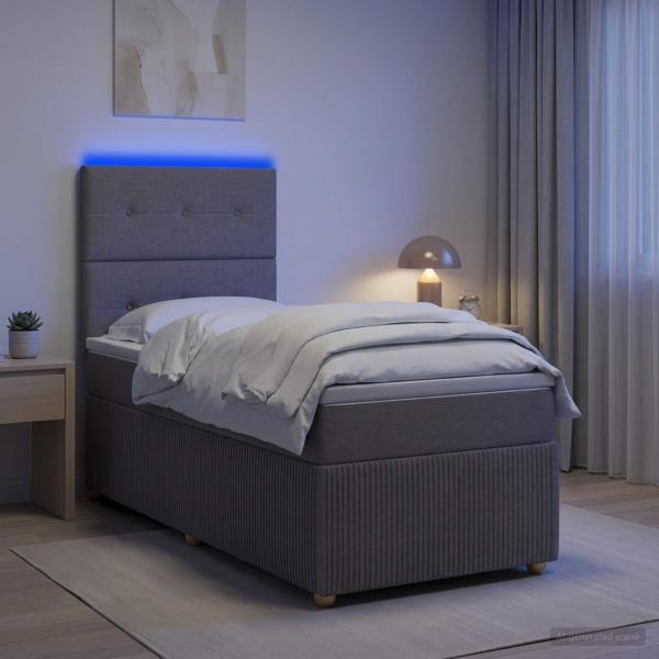 ARDEBO.de - LED Boxspringbett mit Matratze Taupe 90 x 200 cm Stoff