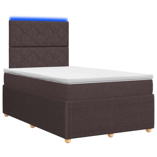 LED Boxspringbett mit Matratze Dunkelbraun 120 x 200 cm Stoff
