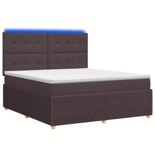 LED Boxspringbett mit Matratze Dunkelbraun 140 x 190 cm Stoff