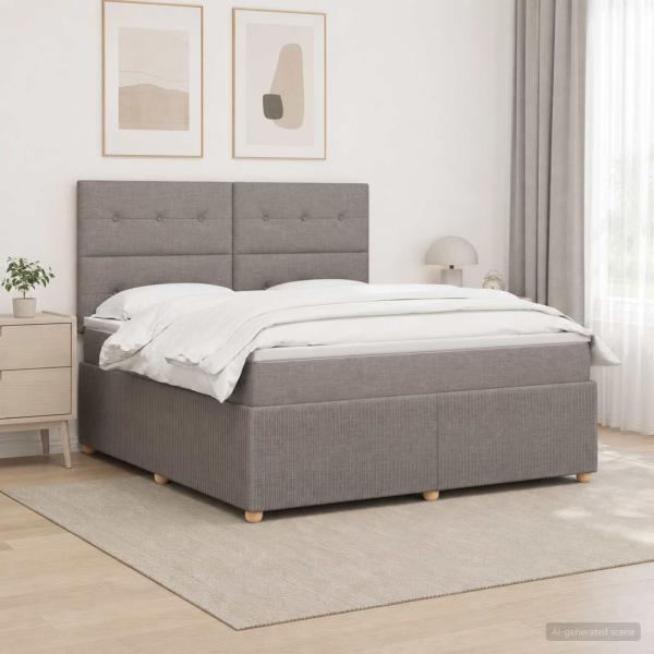 LED Boxspringbett mit Matratze Taupe 140 x 200 cm Stoff