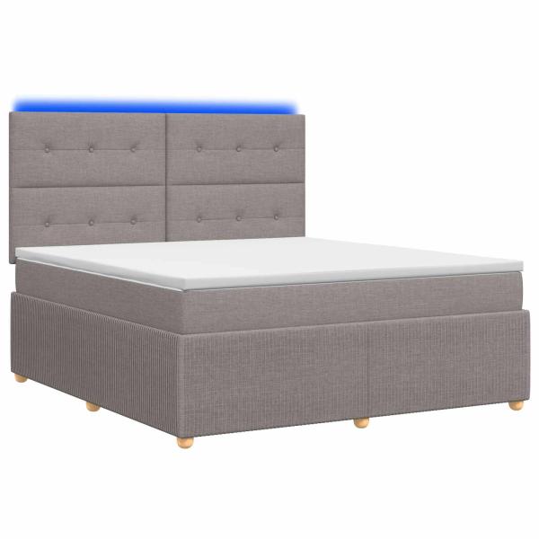LED Boxspringbett mit Matratze Taupe 180 x 200 cm Stoff