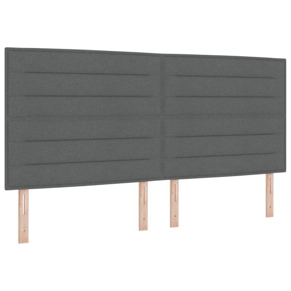 LED Boxspringbett mit Matratze Dunkelgrau 200 x 200 cm Stoff