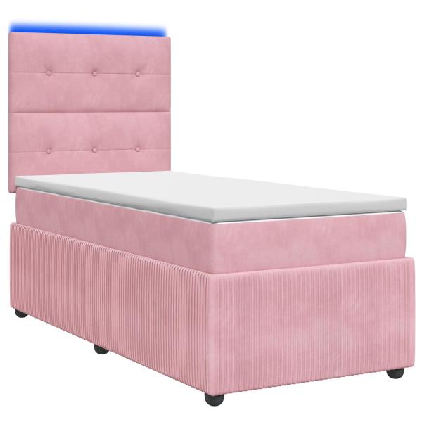 LED Boxspringbett mit Matratze Rosa 100 x 200 cm Samt