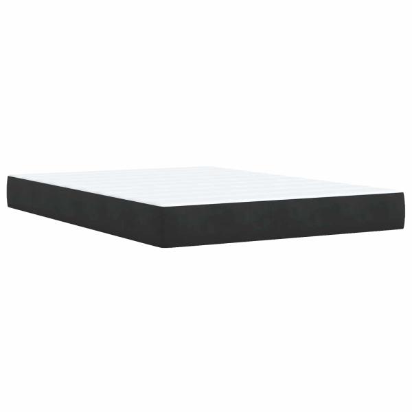 LED Boxspringbett mit Matratze Schwarz 140 x 190 cm Samt