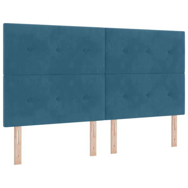 LED Boxspringbett mit Matratze Blau 180 x 200 cm Samt