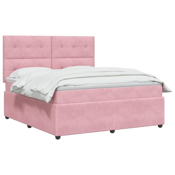 LED Boxspringbett mit Matratze Rosa 200 x 200 cm Samt