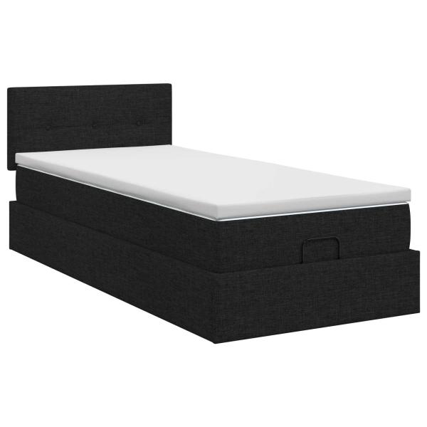 Ottoman Bett mit Matratze Schwarz 100 x 200 cm Stoff